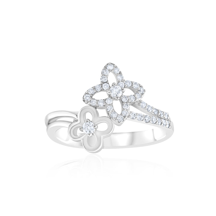 14K White Gold Diamond Bypass Fashion Ring 1/3 Ct