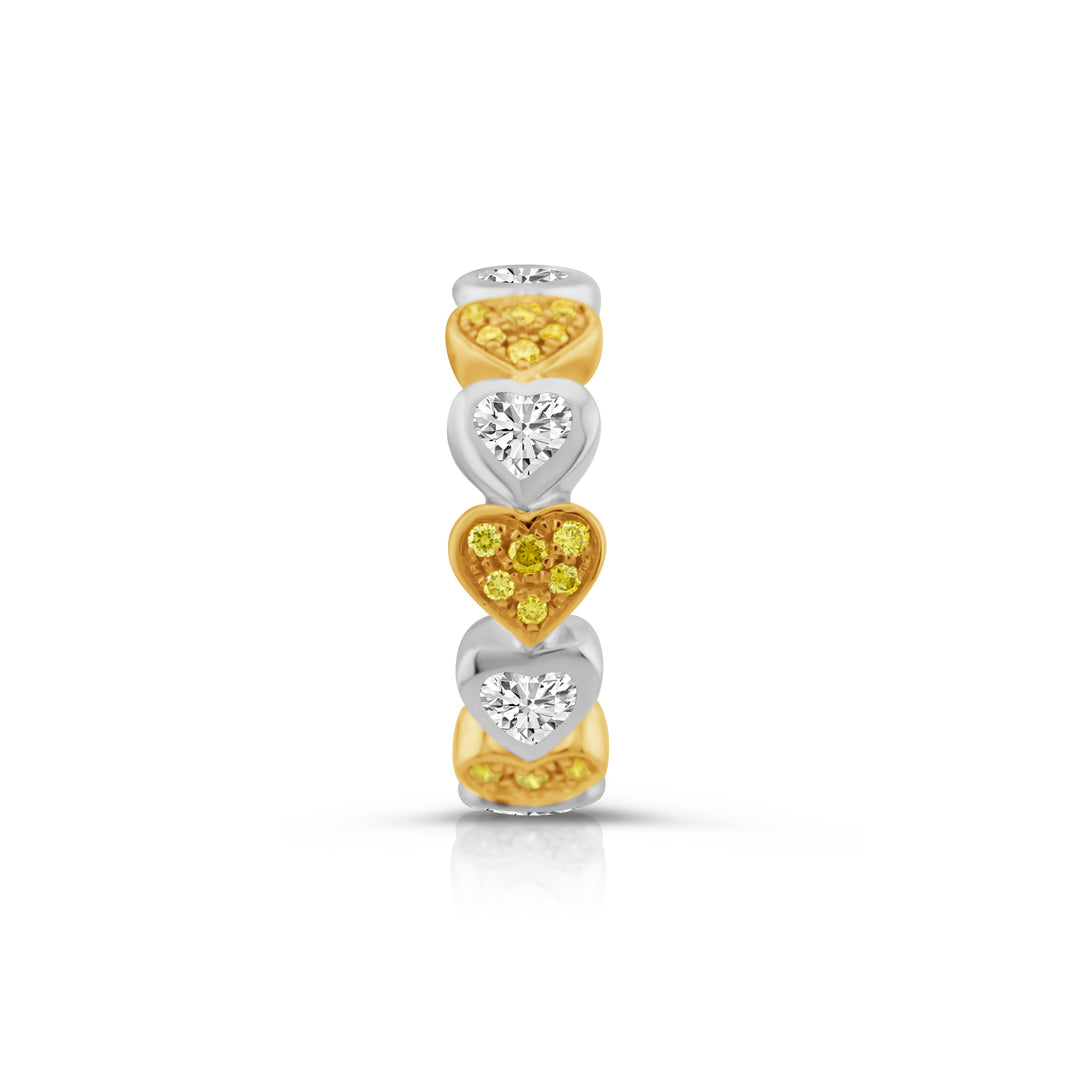 18K Two-Tone Gold Two-Tone Heart Diamond Eternity Band ~ 2 ¾ Ct