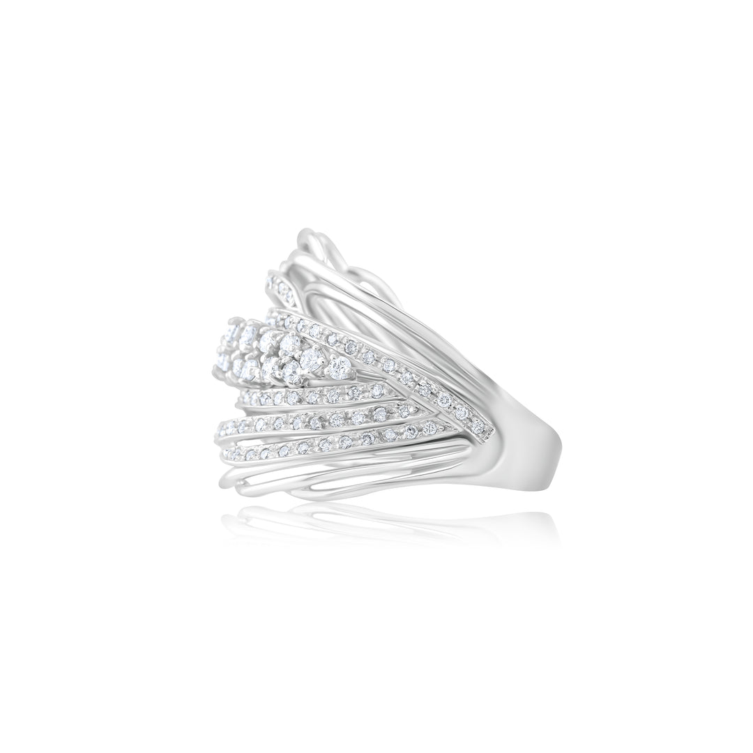 14K White Gold Diamond Cocktail Ring ~ 1 ¼ Ct
