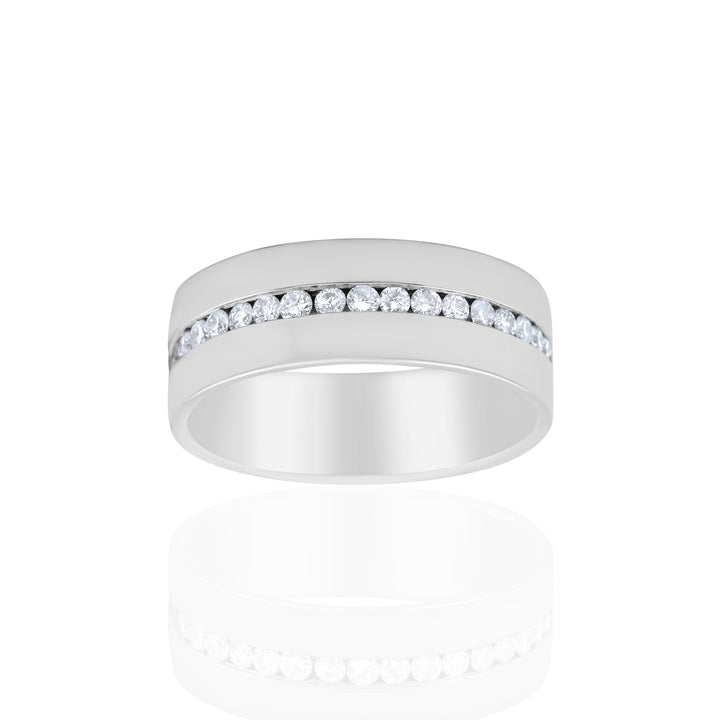 14K White Gold Diamond Eternity Men’s Band 1.55 Ct