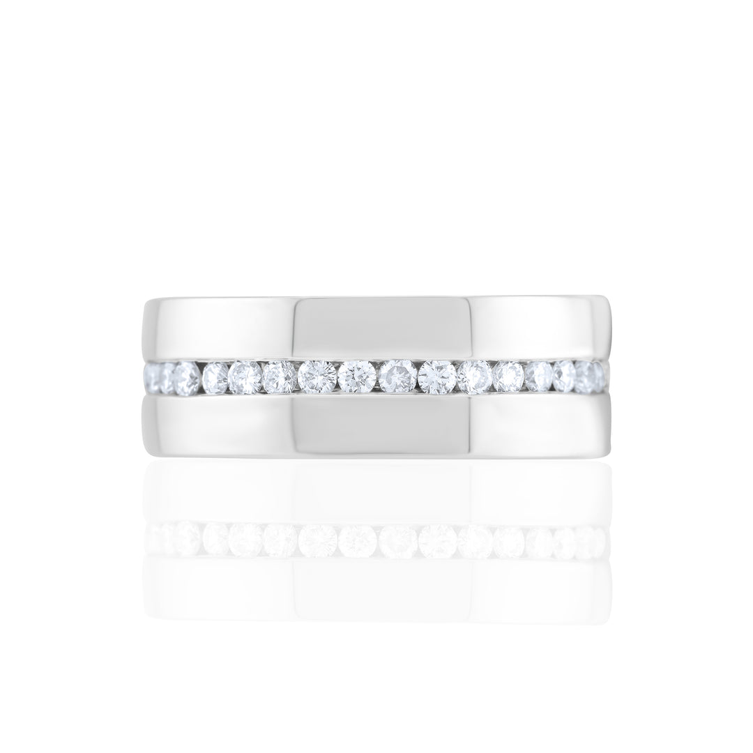 14K White Gold Diamond Eternity Men’s Band 1.55 Ct