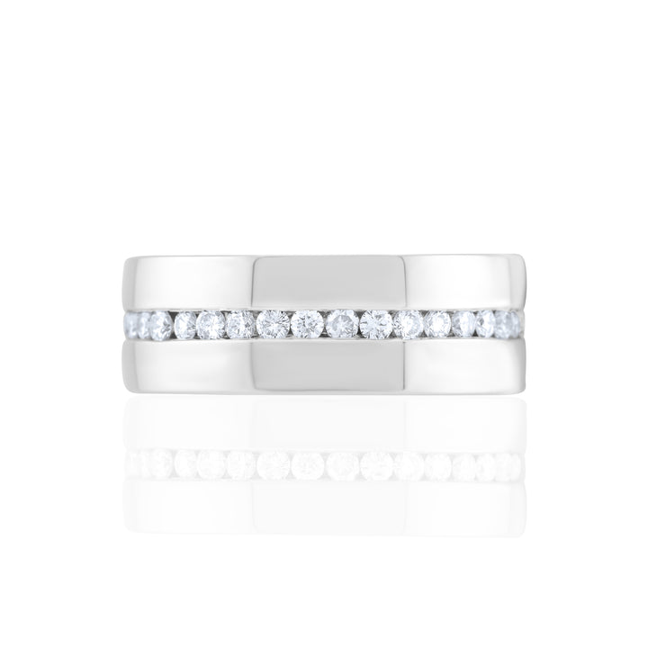 14K White Gold Diamond Eternity Men’s Band 1.55 Ct