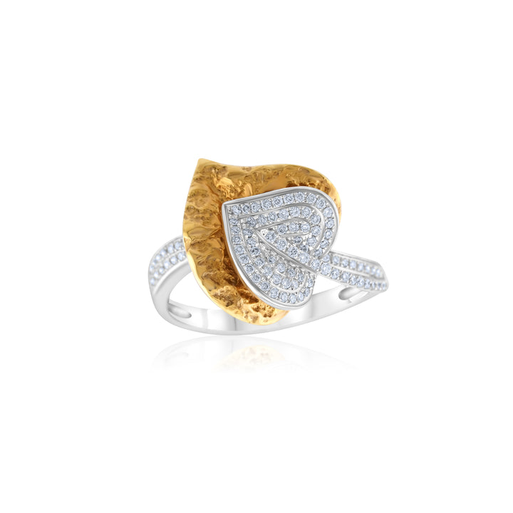 14K Two-Tone Gold Diamond Leaves Cocktail Ring ~ ¾ Ct