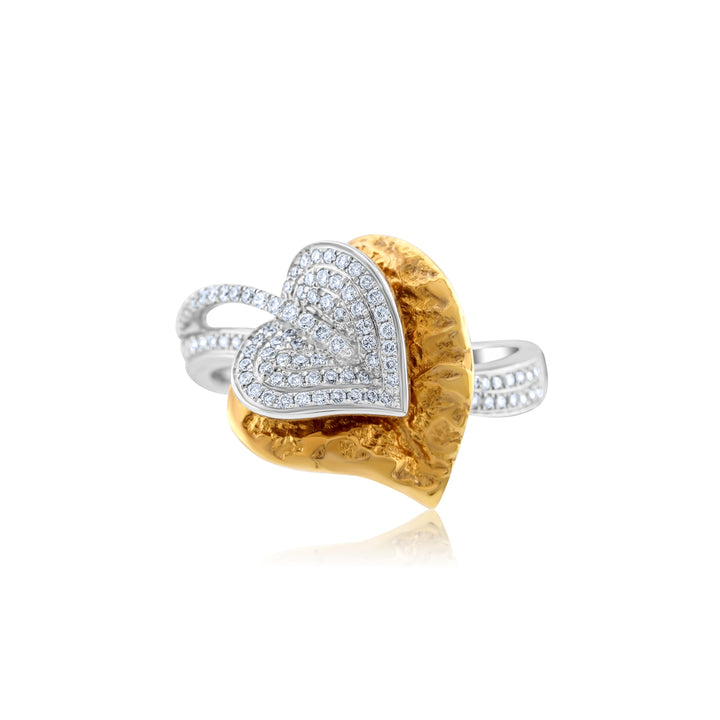 14K Two-Tone Gold Diamond Leaves Cocktail Ring ~ ¾ Ct