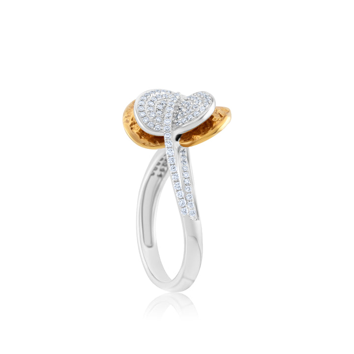 14K Two-Tone Gold Diamond Leaves Cocktail Ring ~ ¾ Ct