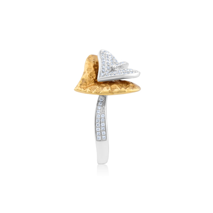 14K Two-Tone Gold Diamond Leaves Cocktail Ring ~ ¾ Ct
