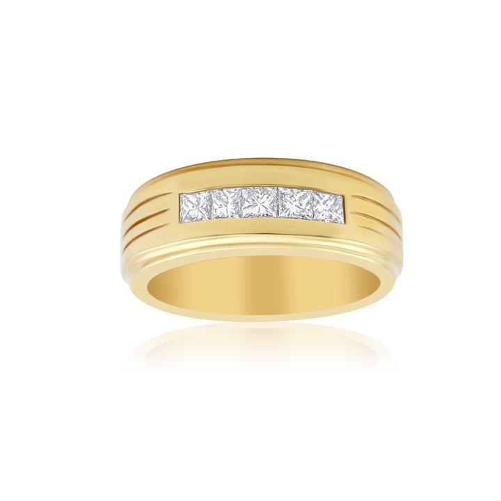 14K Yellow Gold Diamond Men’s Band ¾ Ct