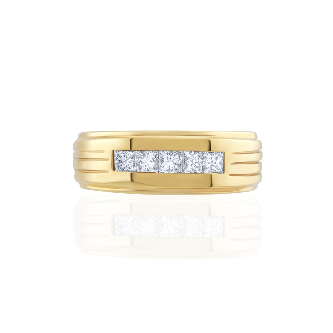 14K Yellow Gold Diamond Men’s Band ¾ Ct