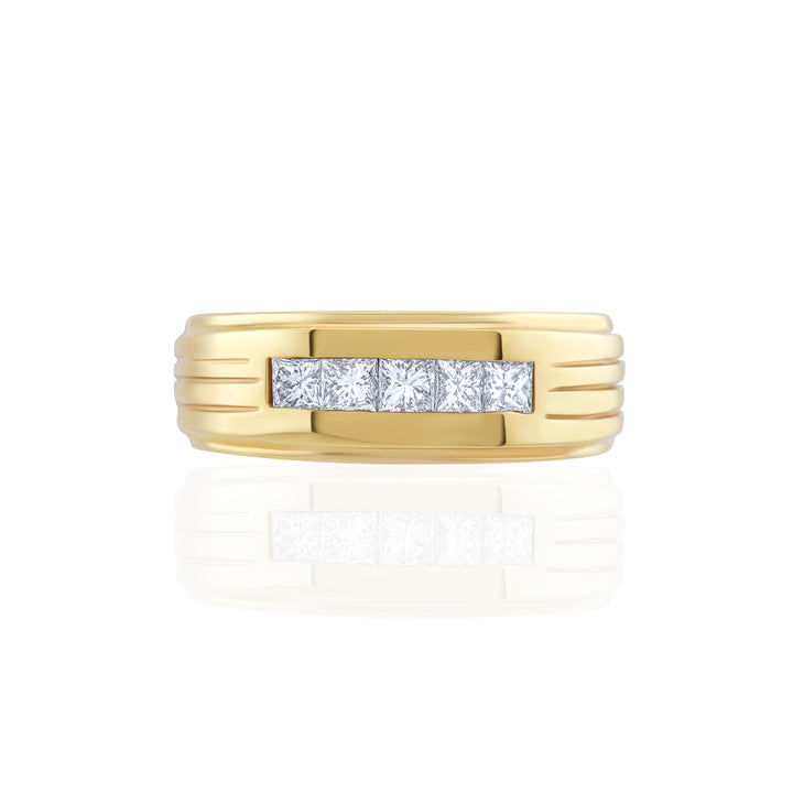 14K Yellow Gold Diamond Men’s Band ¾ Ct