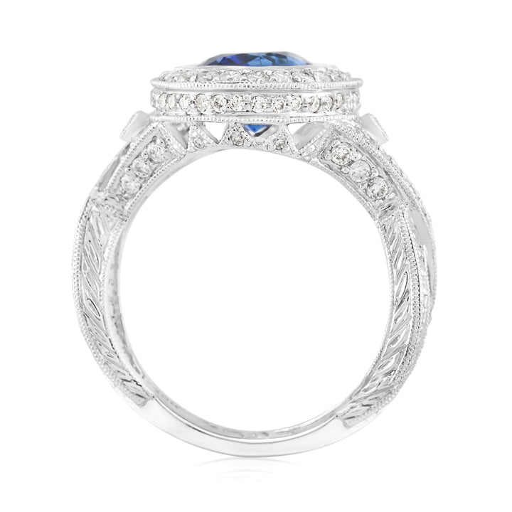 18K White Gold Sapphire & Diamond Right Hand Ring 4.15 Ct