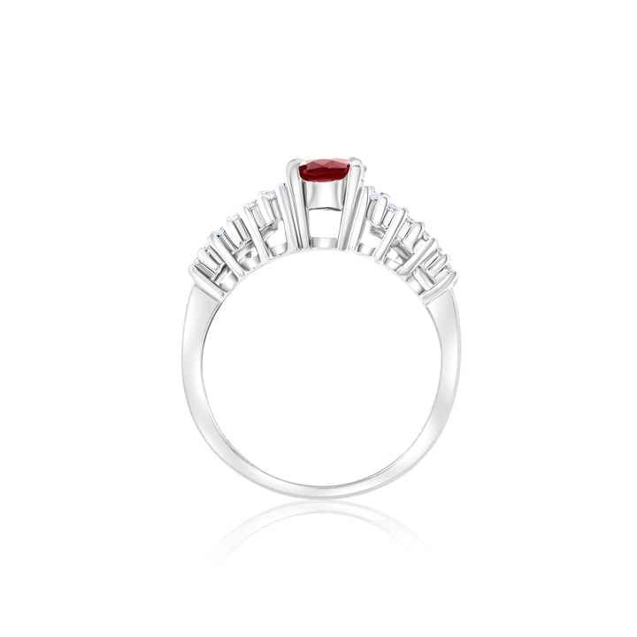 14K White Gold Ruby & Diamond Cocktail Ring ~ 2 Ct