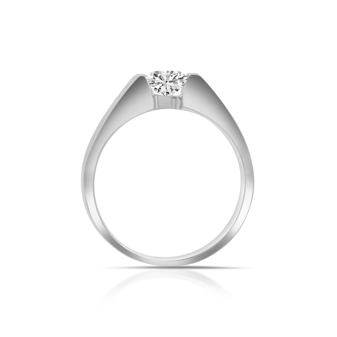 14K White Gold Single Floating Diamond Men’s Ring ~ 1 Ct