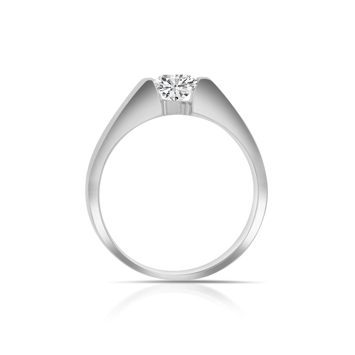 14K White Gold Single Floating Diamond Men’s Ring ~ 1 Ct