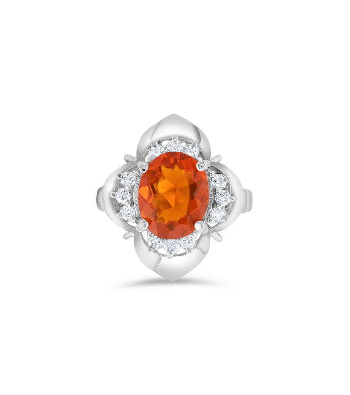 14K White Gold Opal & Diamond Fashion Ring 2.20 Ct