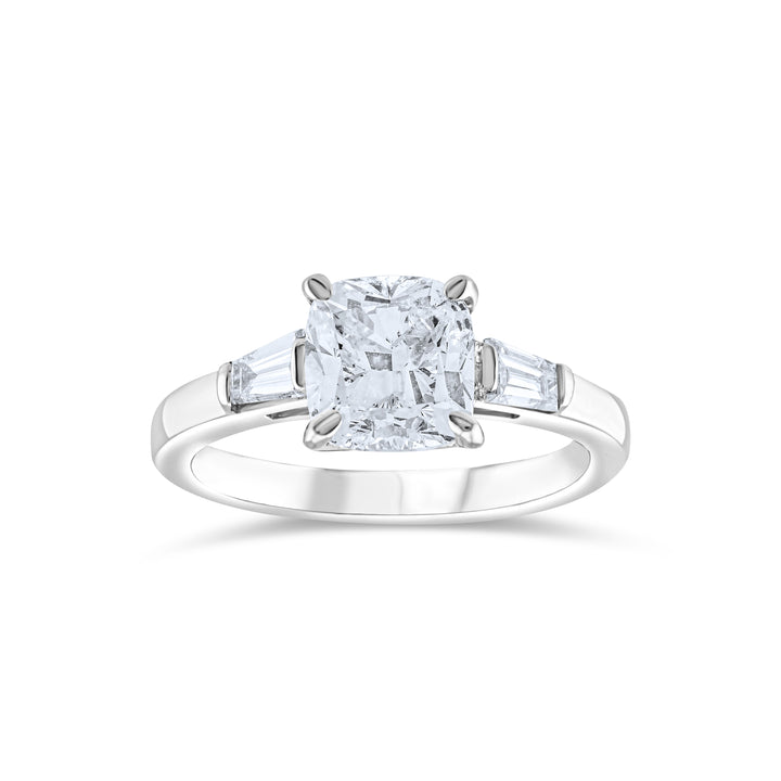 14K White Gold Diamond Three-Stone Engagement Ring ~ 2 ½ Ct
