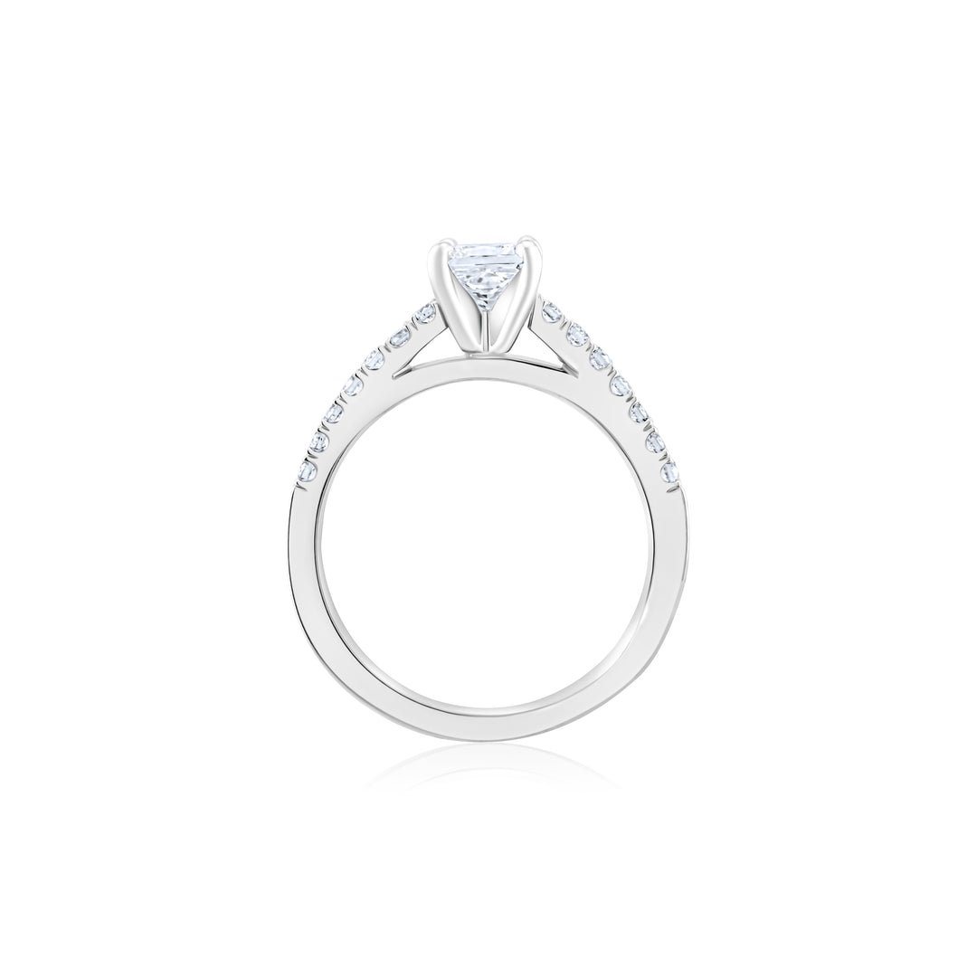 14K White Gold Princess Cut Diamond Engagement Ring 1 Ct