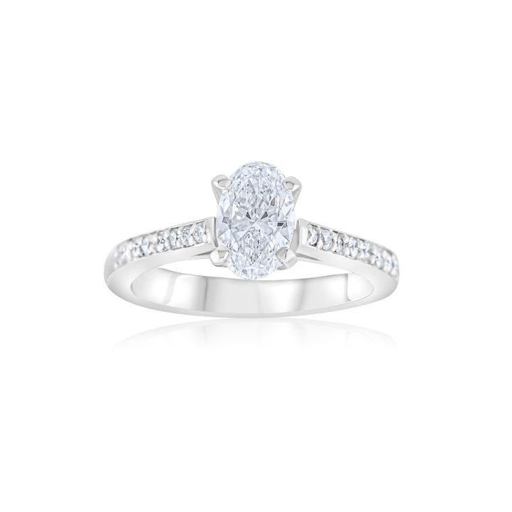 14K White Gold Oval Diamond Engagement Ring ~ 1 1/10 Ct