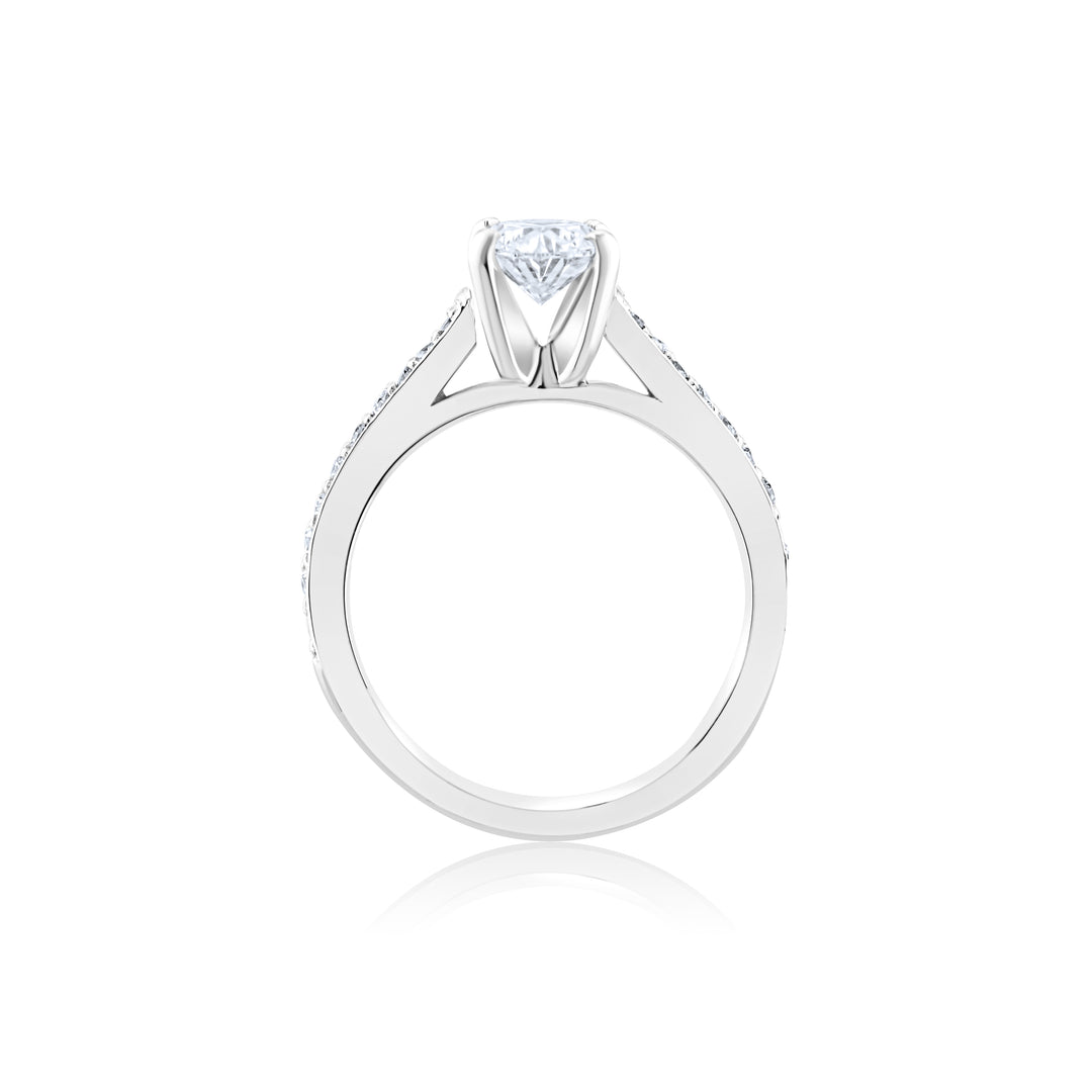 14K White Gold Oval Diamond Engagement Ring ~ 1 1/10 Ct