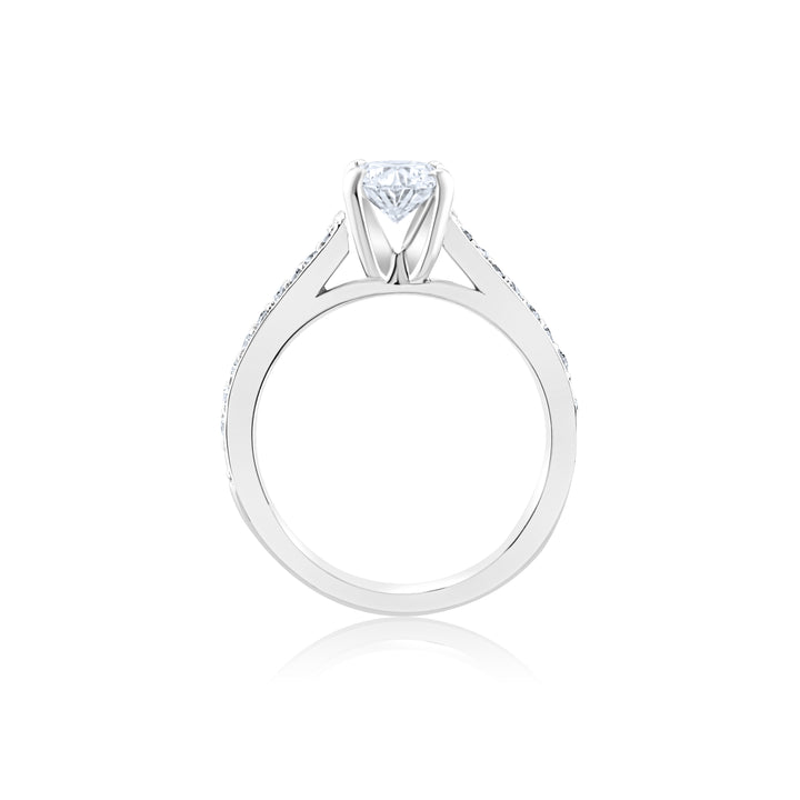 14K White Gold Oval Diamond Engagement Ring ~ 1 1/10 Ct