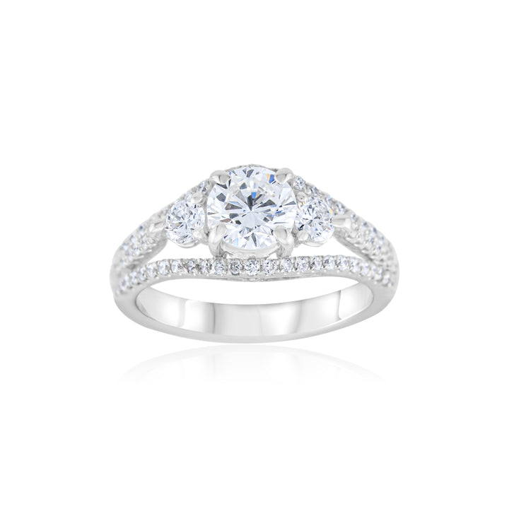 18K White Gold Diamond Three-Stone Engagement Ring ~1.82 Ct