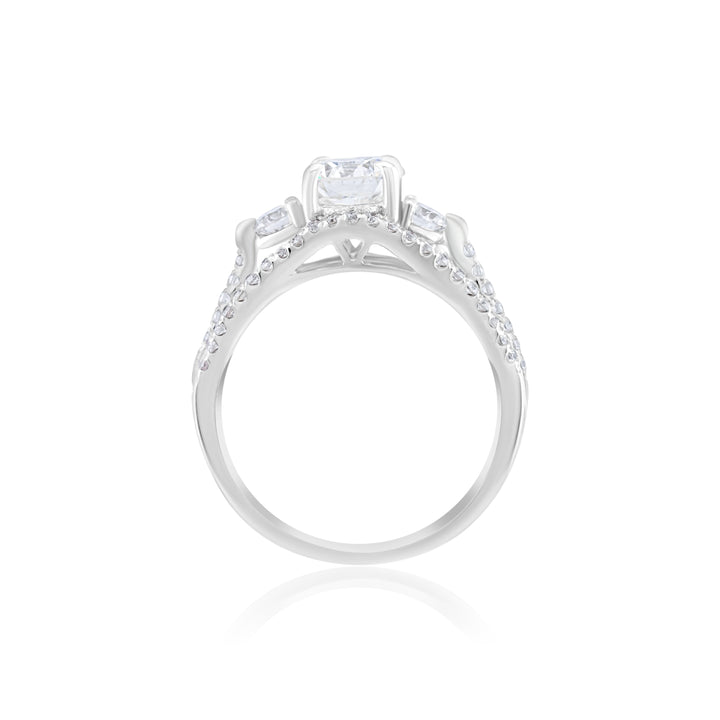 18K White Gold Diamond Three-Stone Engagement Ring ~1.82 Ct