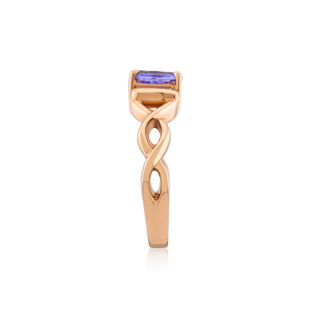 14K Rose Gold Diamond & Tanzanite Intertwined Ring 1 Ct