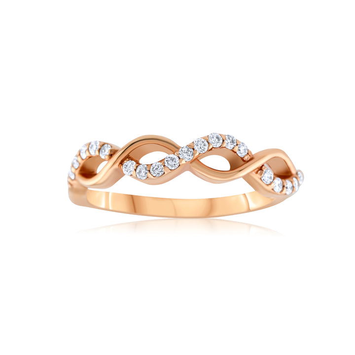 14K Rose Gold Diamond Intertwined Band ~ ¼ Ct