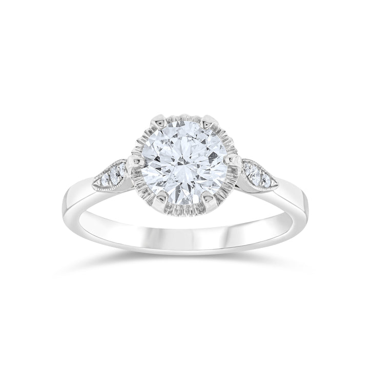 14K White Gold Diamond Side-Framed Engagement Ring 1.16 Ct