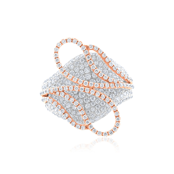 18K Two-Tone Gold Diamond Cocktail Ring 2 Ct