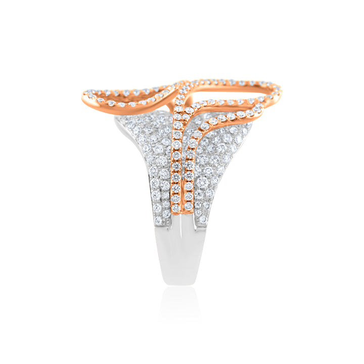 18K Two-Tone Gold Diamond Cocktail Ring 2 Ct