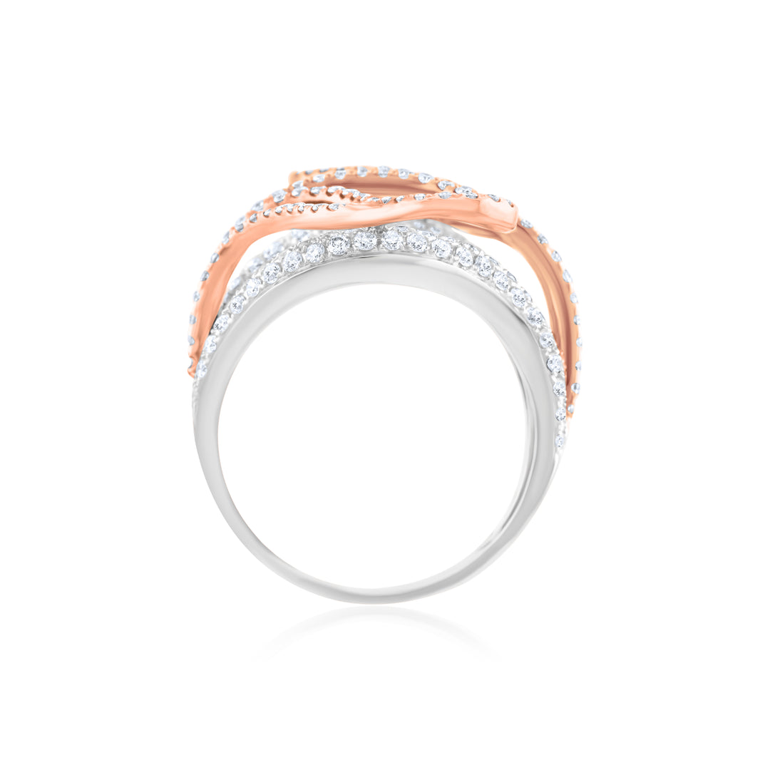 18K Two-Tone Gold Diamond Cocktail Ring 2 Ct