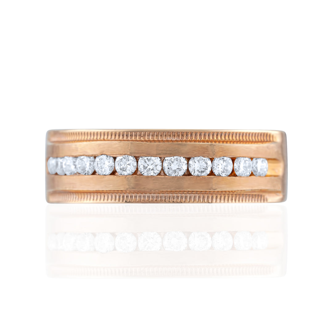 14K Rose Gold Diamond Men’s Band 2/3 Ct
