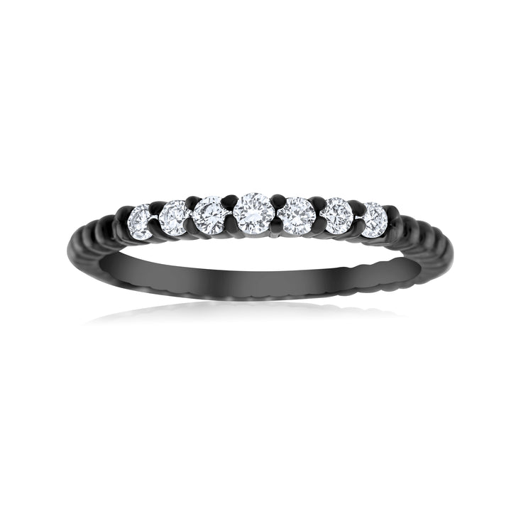 14K White Gold Black Rhodium Diamond Band ¼ Ct