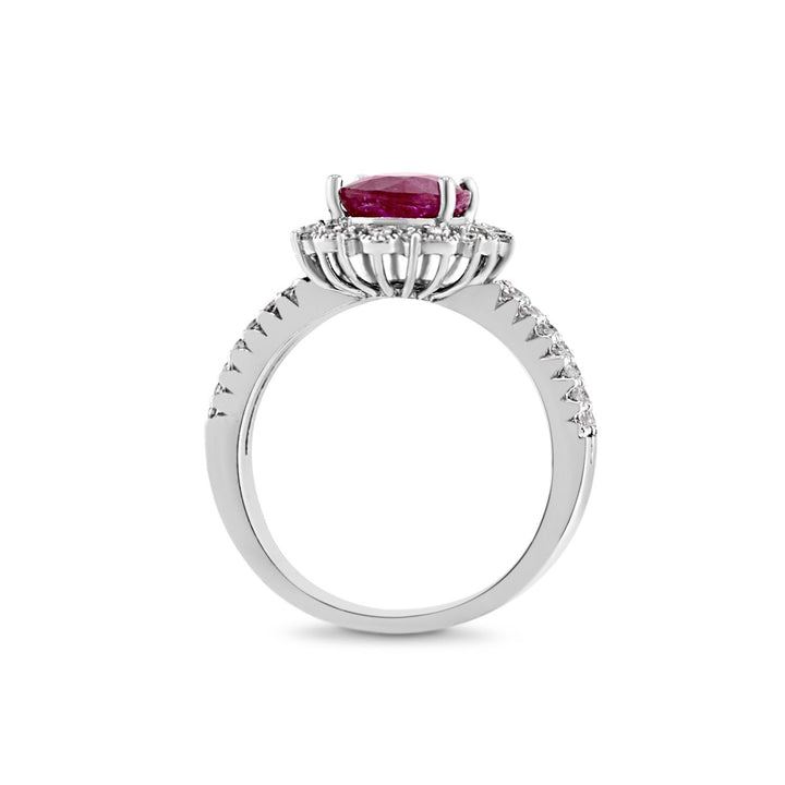 14K White Gold Burmese Ruby & Diamond Ring 2 3/4 Ct