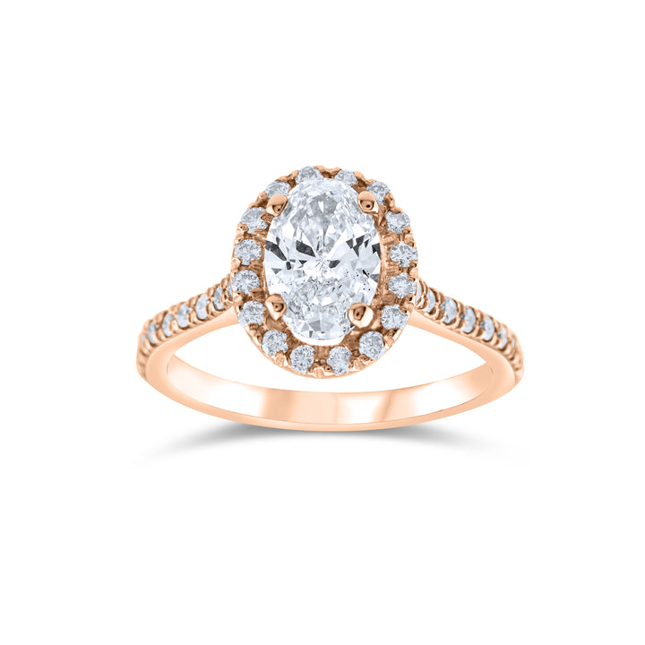 14K Rose Gold Diamond Halo Engagement Ring ~ 1 ½ Ct