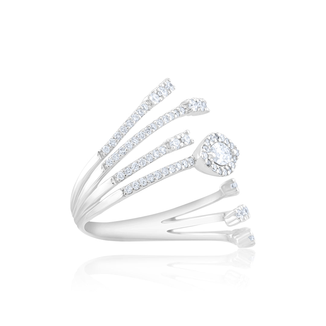 14K White Gold Diamond Bypass Fashion Ring ~ 1 Ct