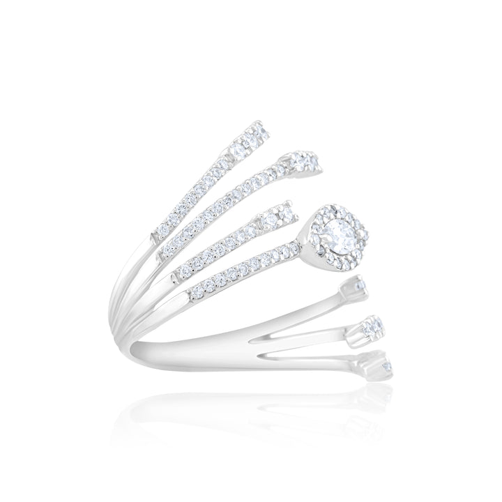 14K White Gold Diamond Bypass Fashion Ring ~ 1 Ct