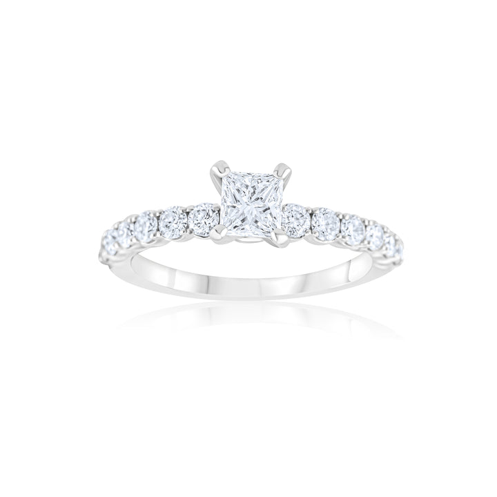14K White Gold Princess Diamond Engagement Ring 1 Ct
