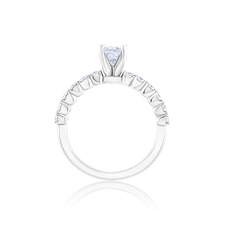 14K White Gold Princess Diamond Engagement Ring 1 Ct