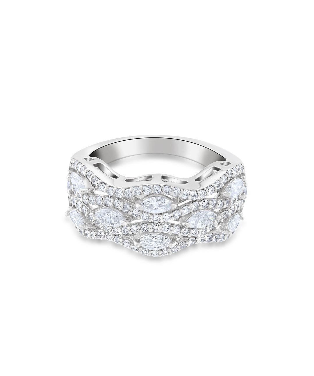 14K White Gold Diamond Anniversary Ring 1 ½ Ct
