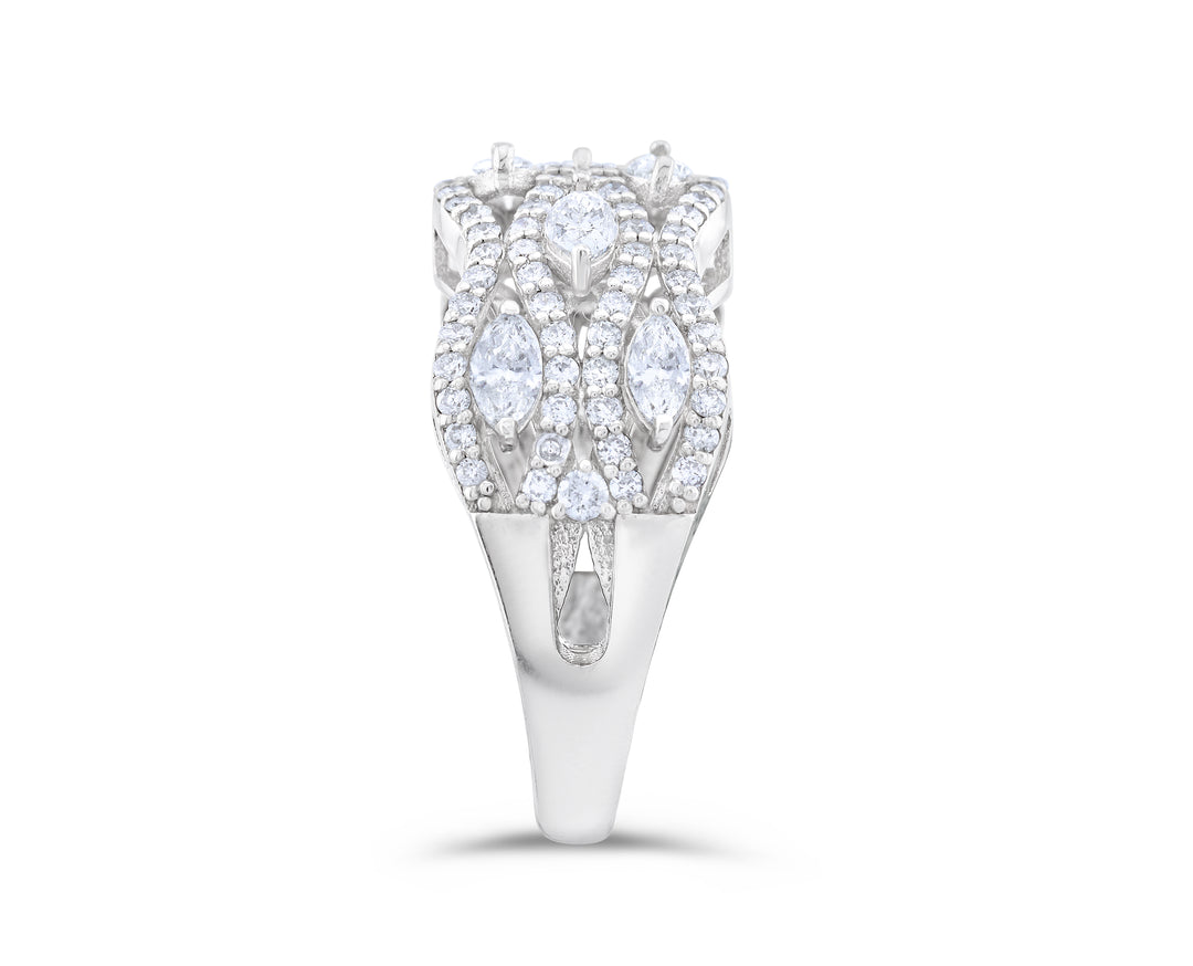 14K White Gold Diamond Anniversary Ring 1 ½ Ct