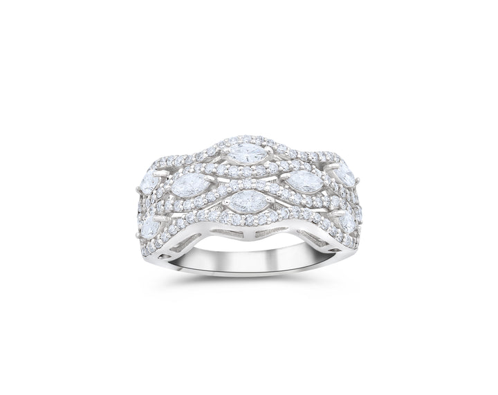 14K White Gold Diamond Anniversary Ring 1 ½ Ct