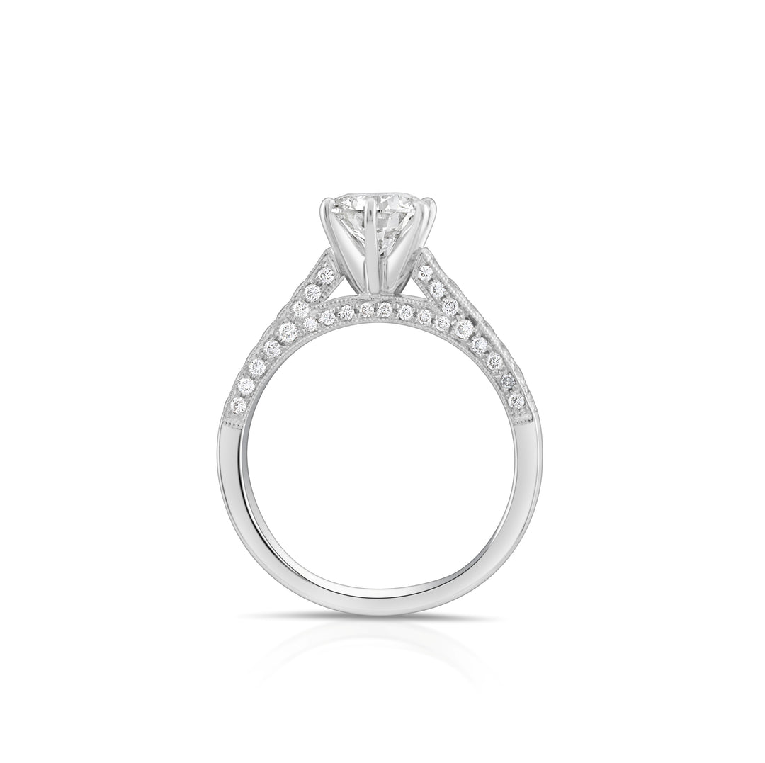 18K White Gold Round Diamond Engagement Ring ~ 1 ½ Ct