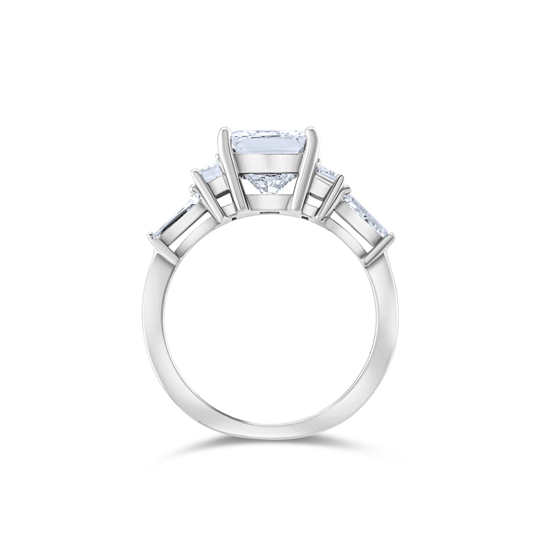 14K White Gold Princess & Baguette Cut Diamonds Engagement Ring ~ 3 Ct