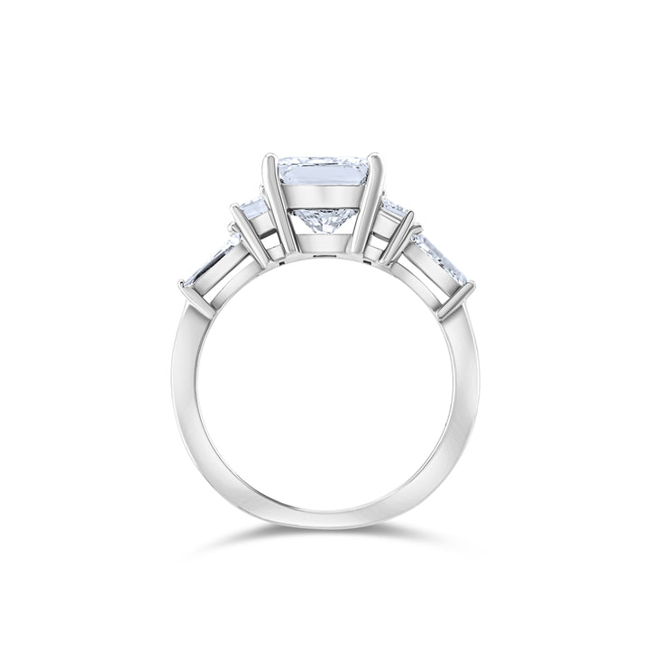 14K White Gold Princess & Baguette Cut Diamonds Engagement Ring ~ 3 Ct