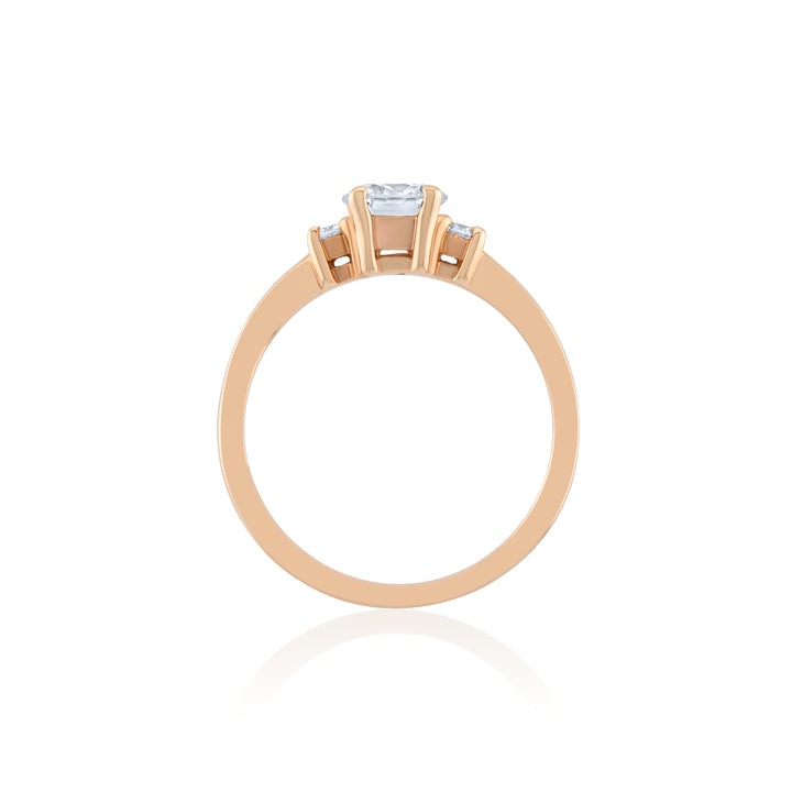 14K Rose Gold Three-Stone Diamond Engagement Ring 1 Ct