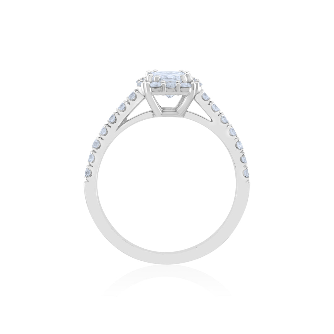 14K White Gold Halo Diamond Engagement Ring ~ 1 ¼ Ct