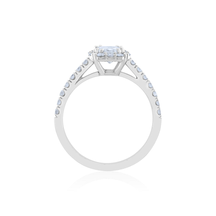 14K White Gold Halo Diamond Engagement Ring ~ 1 ¼ Ct