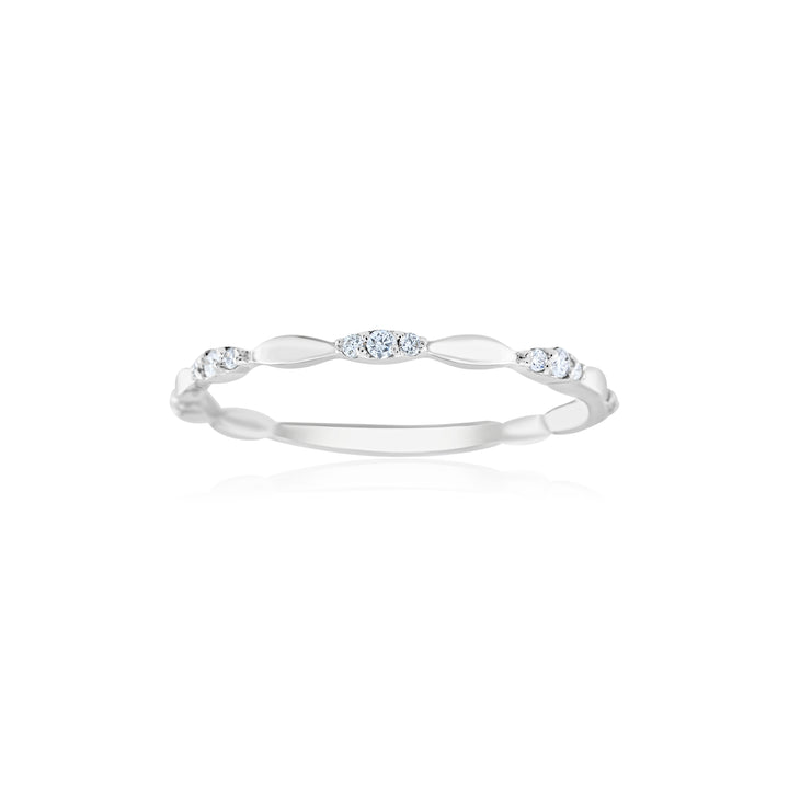 14K White Gold Diamond Fashion Stackable Band 1/10 Ct