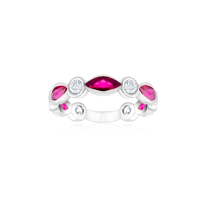 14K White Gold Diamond & Ruby Eternity Fashion Band 2.38 Ct